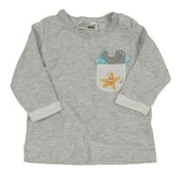 Sivé melírované tričko s tuleňom Ergee