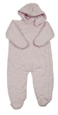 Světlerůžová zateplená tepláková kombinéza s hvězdičkami a kapucí Next