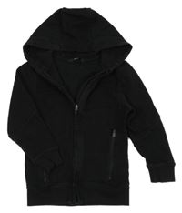 Černá propínací mikina s žebrováním a kapucí Primark