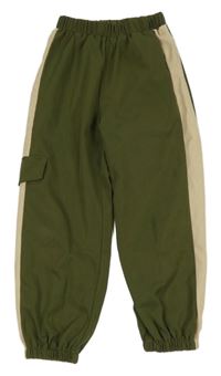 Kaki-béžové cuff nohavice s vreckom Shein