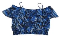 Čierno-modrá šifónová crop blúzka s listami Page one young