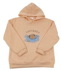 Lososová mikina s Kapybarou a kapucňou