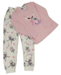 Nové - Světlerůžovo-bílé fleecové pyžamo se Stitchem Primark