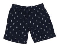 Tmavomodré bavlnené kraťasy s kotvami H&M