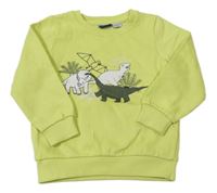 Limetková mikina s dinosaurami Lupilu
