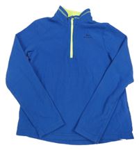 Modrá fleecová outdoorová mikina s logom Quechua