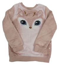 Svetloružová chlpatá mikina so sobom H&M