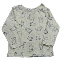 Béžovo-sivé melírované tričko s medvedíkmi Dopodopo