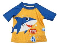 Žlto-modré UV tričko so žralokom Shein