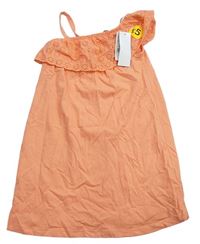 Oranžové bavlnené šaty s madeirovým volánikom George