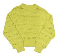 Citronový crop sveter s dirkovaným vzorom H&M