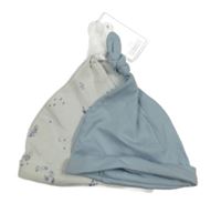 2x - Světlemodrá + bílá čepice s obrázky Mothercare