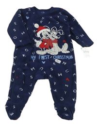 Nové - tmavomodrý fleecový overal s Mickeym Disney
