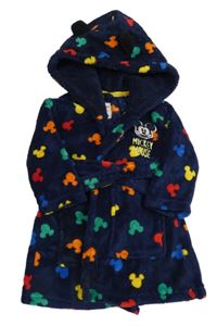 Tmavomodrý chlupatý župan s Mickeym a kapucí Primark