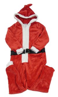 Červeno-biela chlpatá kombinéza s kapucí - Santa L&D