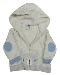 Bielo-modrá prepínaci mikina s medvedíkom a kapucňou C&A