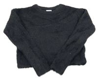 Tmavosivý chlpatý crop sveter Page one young