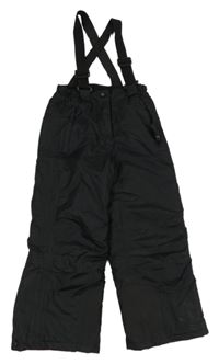 Černé šusťákové funkční oteplovačky s odepínacími kšandami Crane 