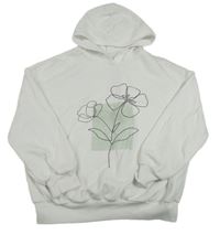 Biela mikina s kvetmi a kapucňou Shein