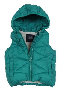 Zelená šusťáková zateplená vesta s kapucí Next 
