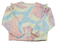 Farebná batikovaná ovesize mikina s volánikmi Dunnes