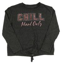 Tmavosivý sveter s nápisom a uzlom Y.F.K.