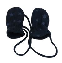 Tmavomodré fleecové zateplené rukavice s hvězdičkami Topomini