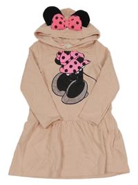 Broskvové teplákové šaty s Minnií a kapucňou H&M