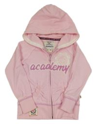 Světlerůžová propínací mikina s nápisem a kapucí Fila 