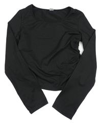 Čierne nařasené crop tričko Shein