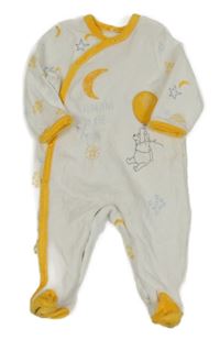 Bielo-žltý zamatový overal s medvídkem Pú Orchestra