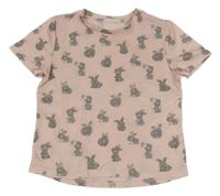 Svetloružové tričko s králíčky Shein