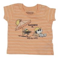 Broskvovo-bílé pruhované tričko se Snoopym Primark