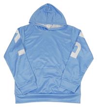 Svetlomodrá mikina s nápisom a kapucňou