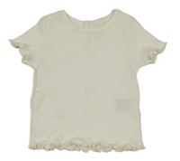 Smetanové žebrované tričko s kroucenými lemy H&M