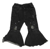 Tmavomodré rozšířené rifle s vyšúchaním Shein