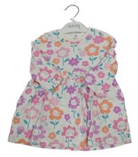 Nové - Biele bavlnené šaty s kvetmi Matalan