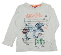 Bílé triko s nápisem a dinosaurem Sergent Major 