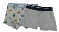 2x Šedé + šedé boxerky s obrázky 