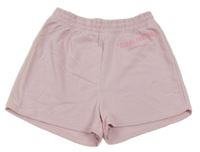Svetloružové teplákové kraťasy s nápisom H&M