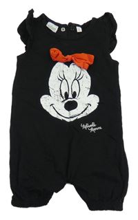 Černý bavlněný kraťasový overal s Minnií Disney