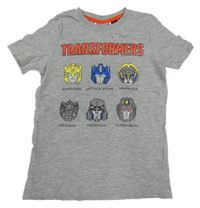 Sivé melírované tričko s Transformers