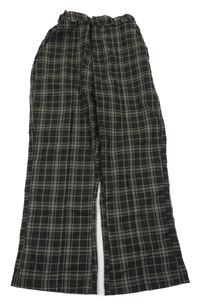 Olivovo-hnedé kockované plátenné chino nohavice H&M