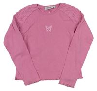 Ružové crop tričko s motýlkom S. Oliver
