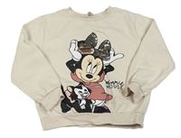 Smotanová oversize mikina s Minnie s překlápěcími flitre zn. H&M