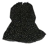 Čierne šifónové šaty so zlatými hviezdičkami PRIMARK