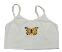 Biely crop top s motýlkom