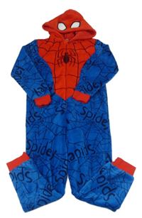 Modro-červená plyšová kombinéza s pavoukem a kapucí - Spider-man MARVEL