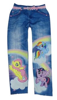 Modré legíny riflového vzhledu s pony