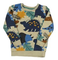 Svetlobéžová mikina s dinosaurami a listami George